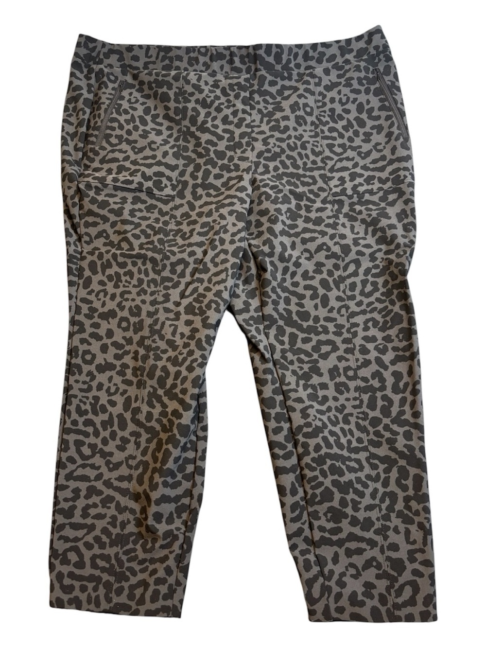 Lane Bryant On The Go Slim Ankle Pants 26 Leopard Print Pull On Work EUC